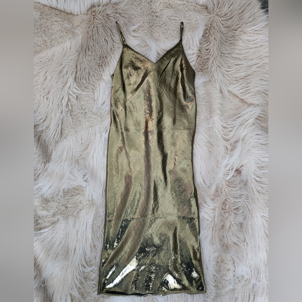 Express Liquid Gold Slip Dress-NWT
